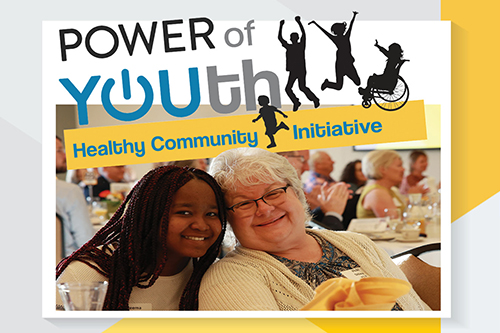 Power of Youth logo with image of two HCI Breakfast attendees